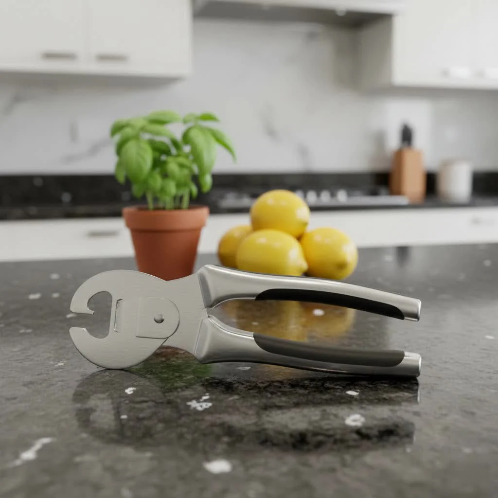 Hands-free can opener on a kitchen counter
