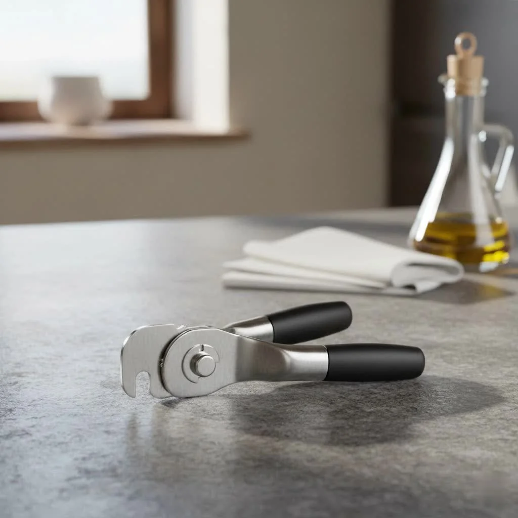 Under counter electric can opener freeing up kitchen space